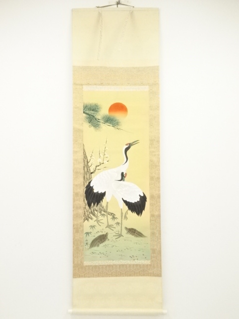 松堂作　掛け軸　松鶴 松堂作掛け軸松鶴